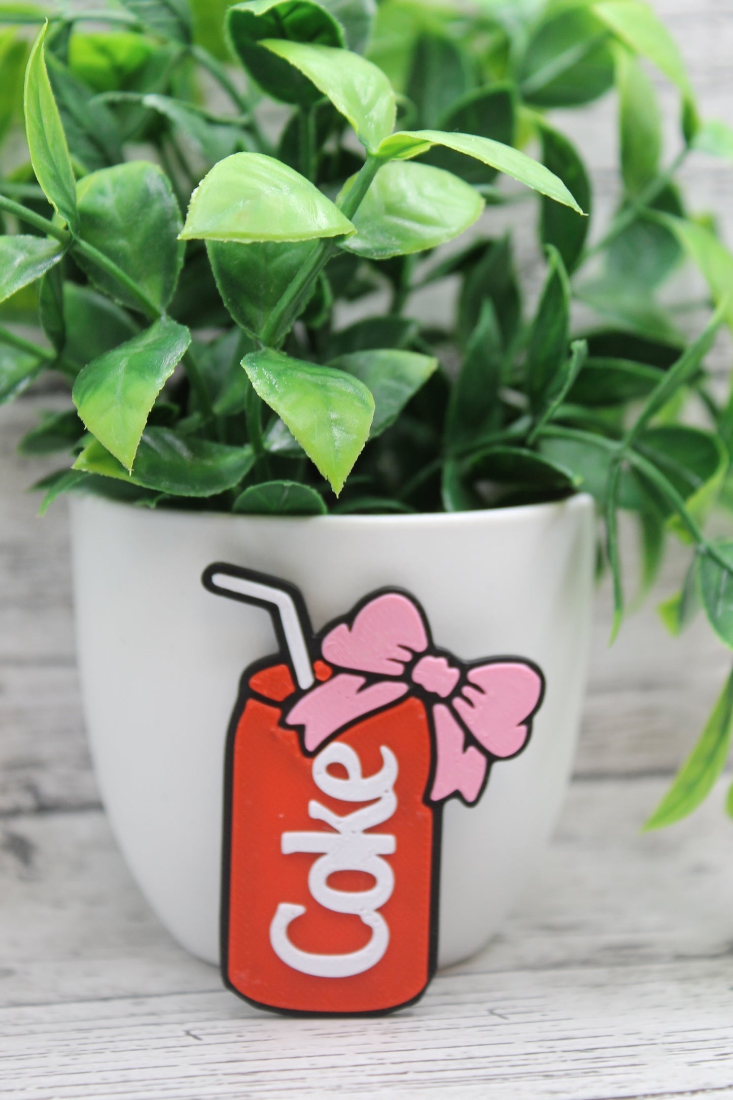 Coke Can Pink Bow 3D Badge Reel
