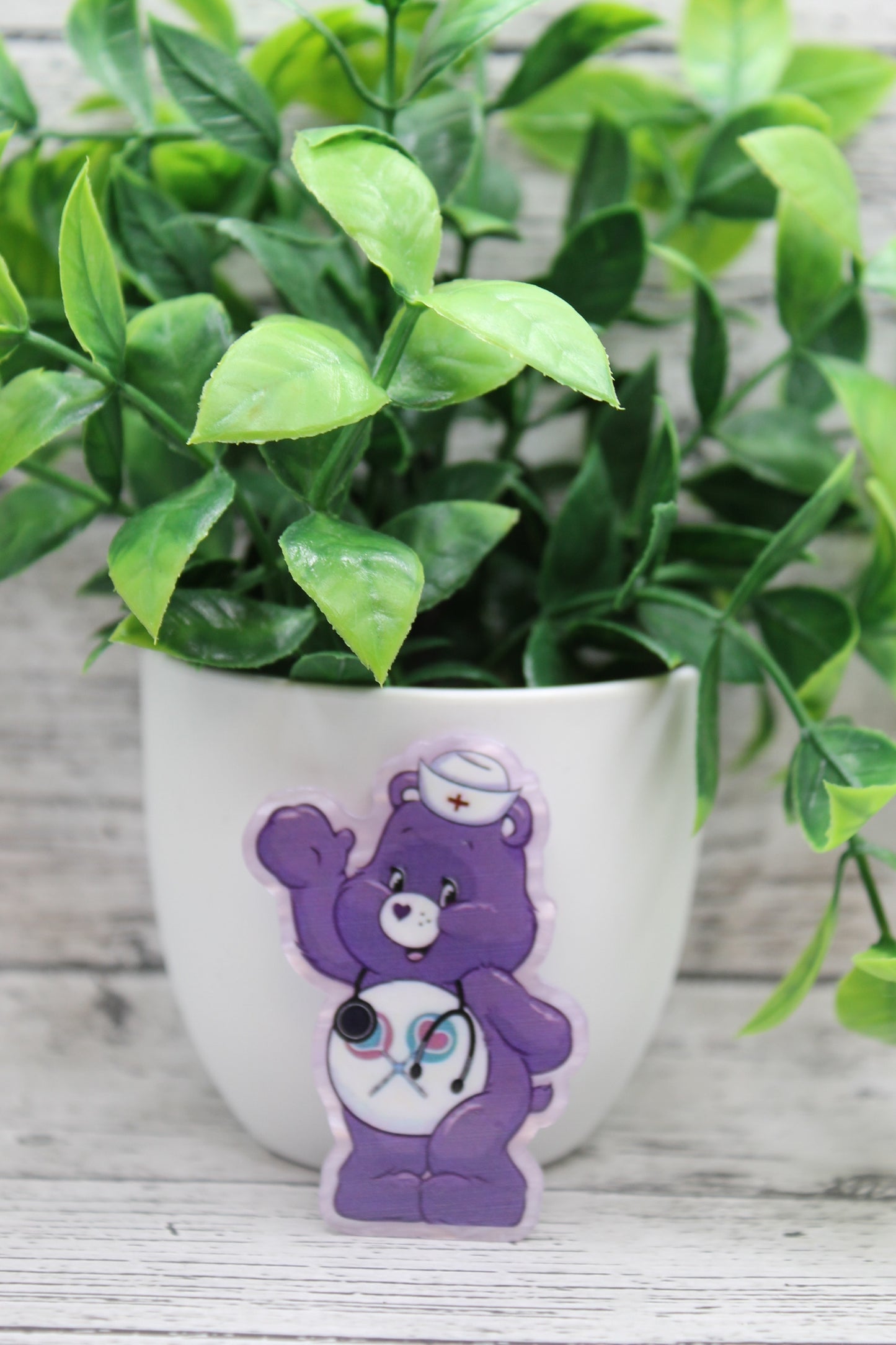 Medical Purple Nurse Bear Badge Reel
