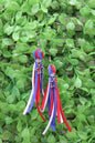 Patriotic Tassel Star Charm Dangle Earrings