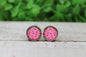 Watermelon Wedges on Stripes Glass Stud Earrings