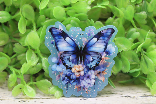 Blue Floral Butterfly Badge Reel