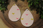 Pink and Gold Hearts • Single Sided Faux Leather Teardrop Dangle Earrings