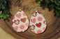 Rose Hearts • Single Sided Faux Leather Teardrop Dangle Earrings