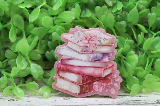 Floral Book Stack Badge Reel