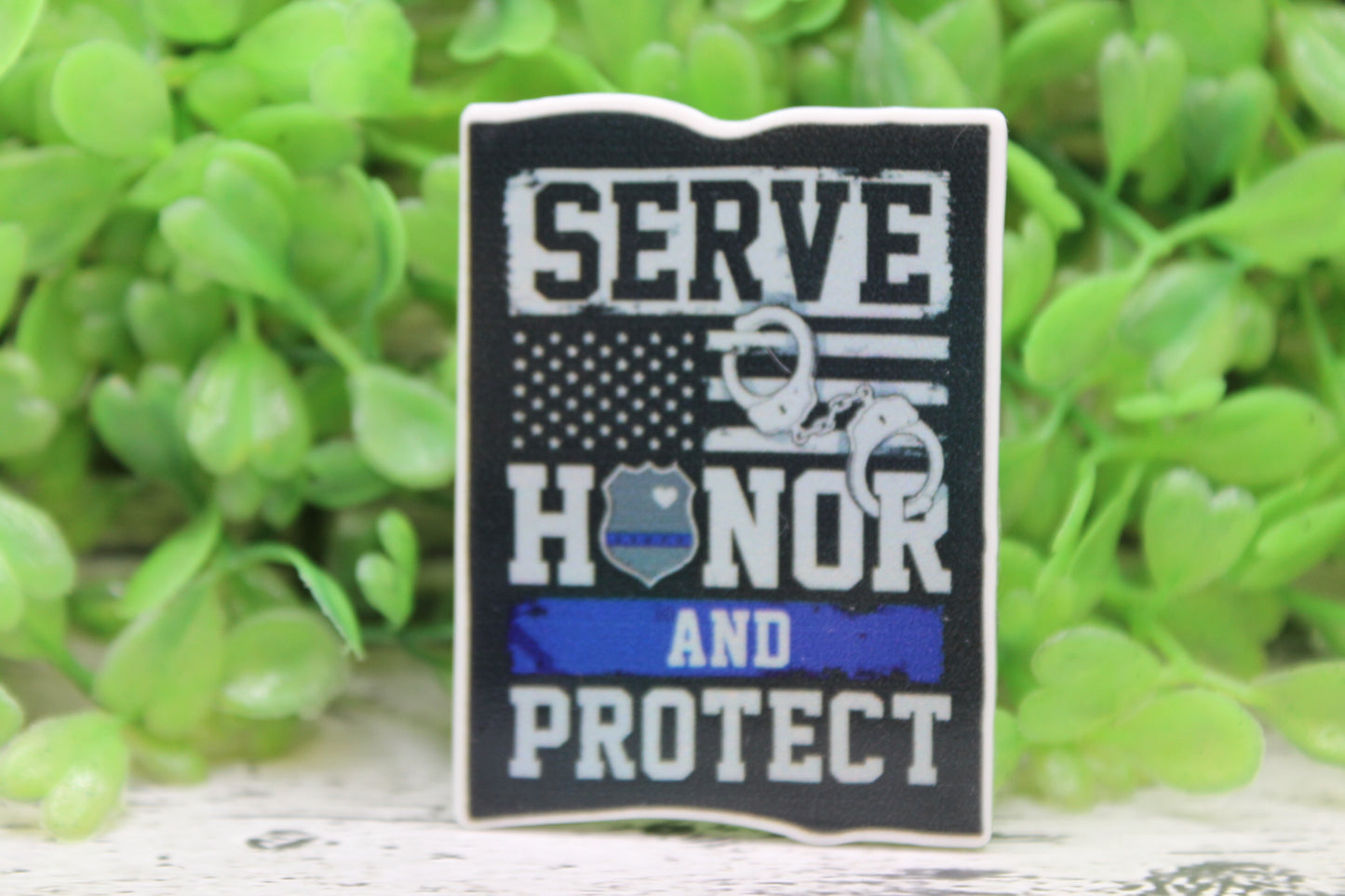 Serve Honor & Protect Blue Line Badge Reel