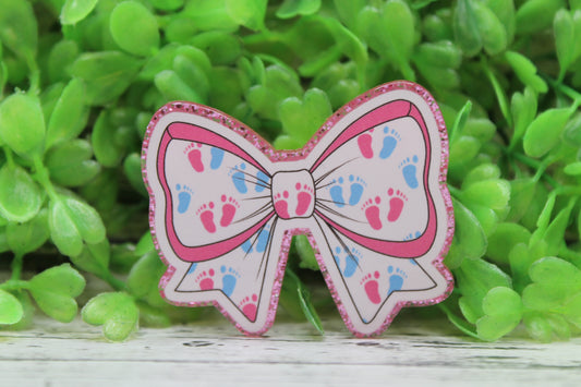 Baby Feet Bow Badge Reel