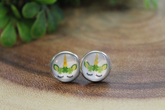 St. Patrick's Day Unicorn "Mini" • Stud Earrings