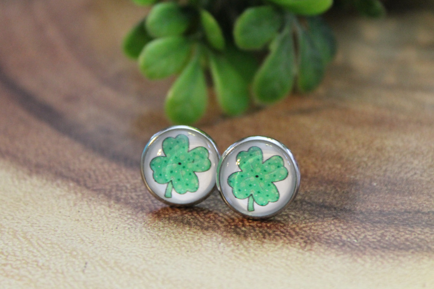 4-Leaf Clover St. Patrick's Day • Stud Earrings