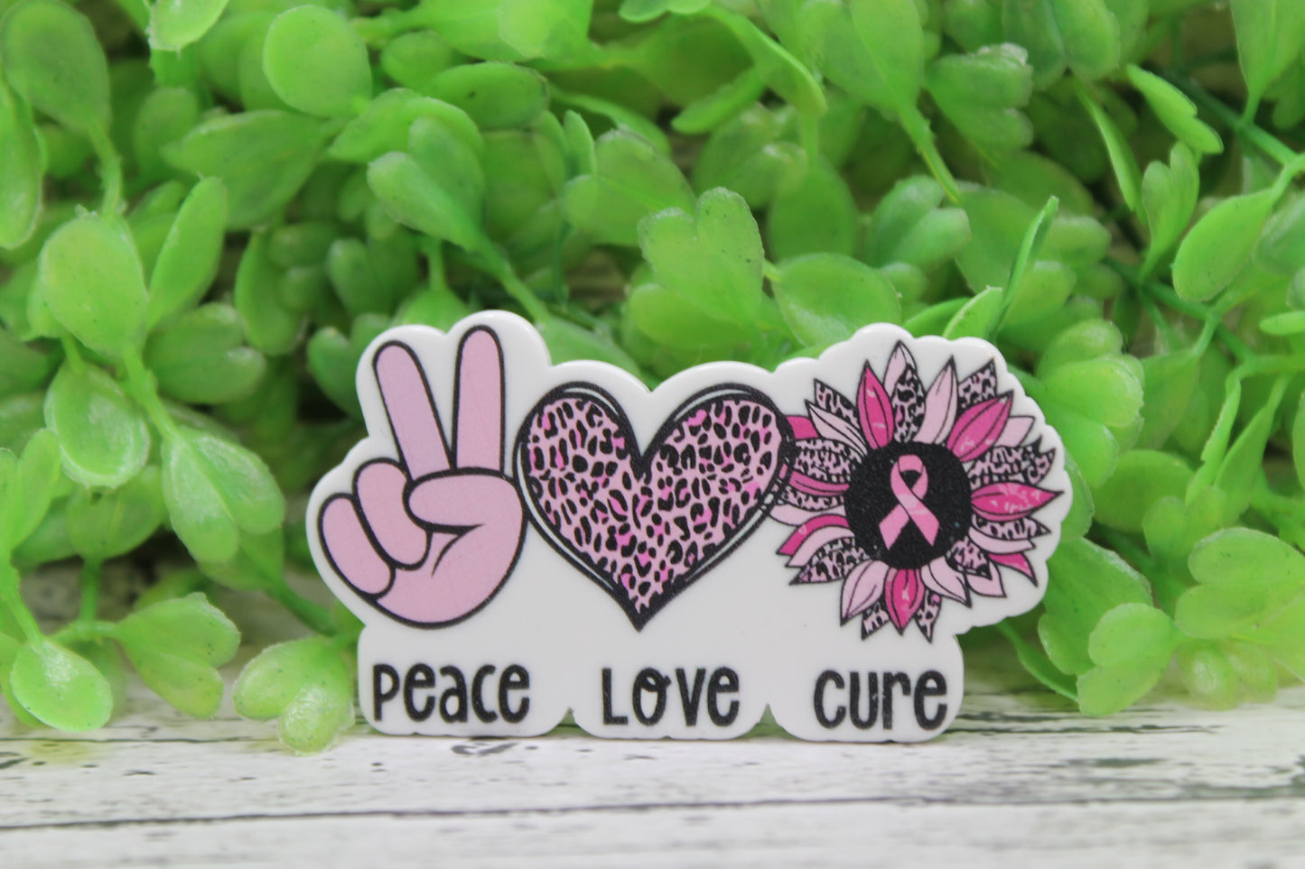 Peace Love Cure Breast Cancer Badge Reel
