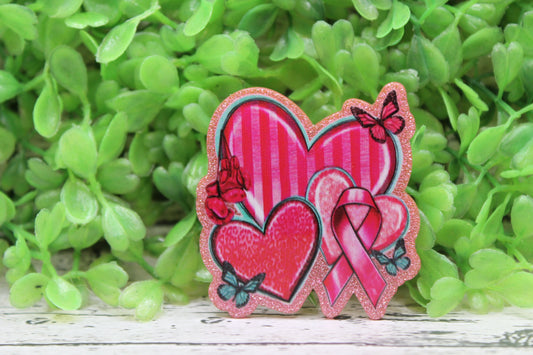 Breast Cancer Awareness Heart Trio Badge Reel