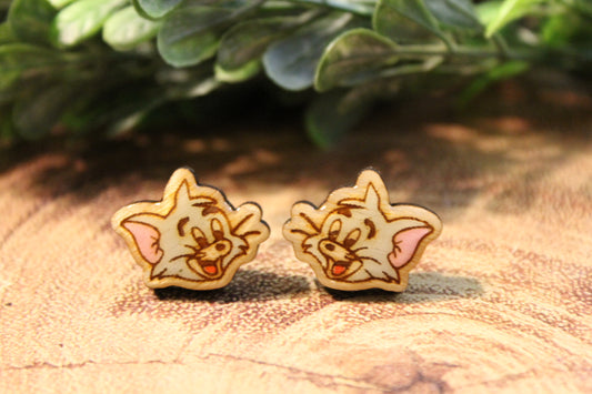 Gray Cat Stud Earrings