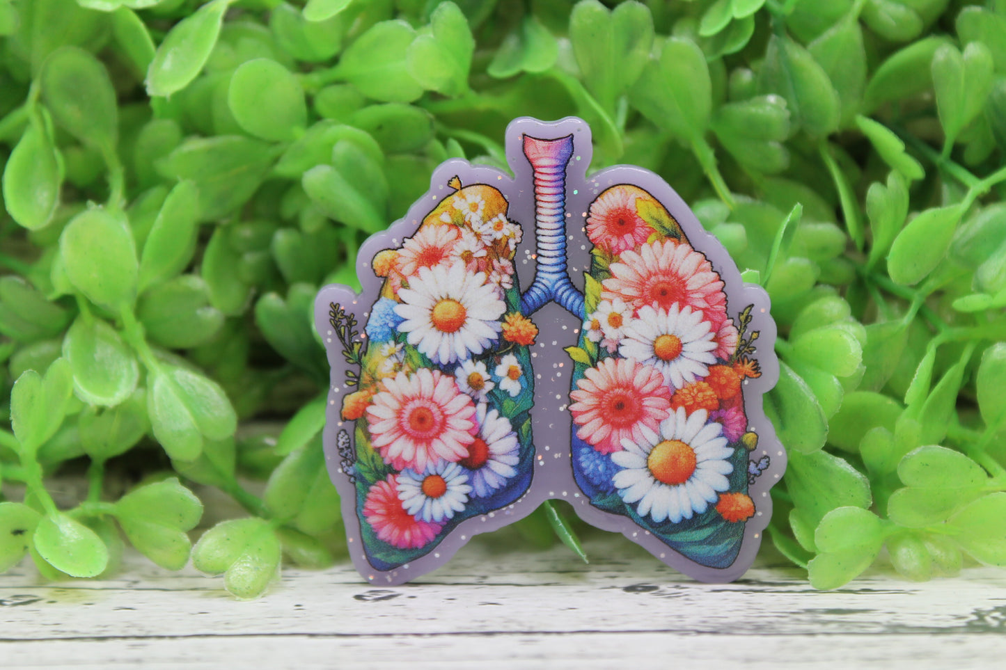 Floral Lungs Purple Badge Reel