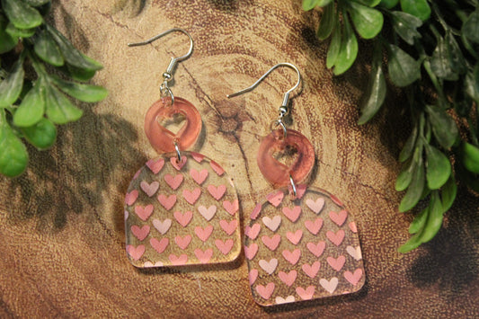 Pink Hearts • Dangle Earrings