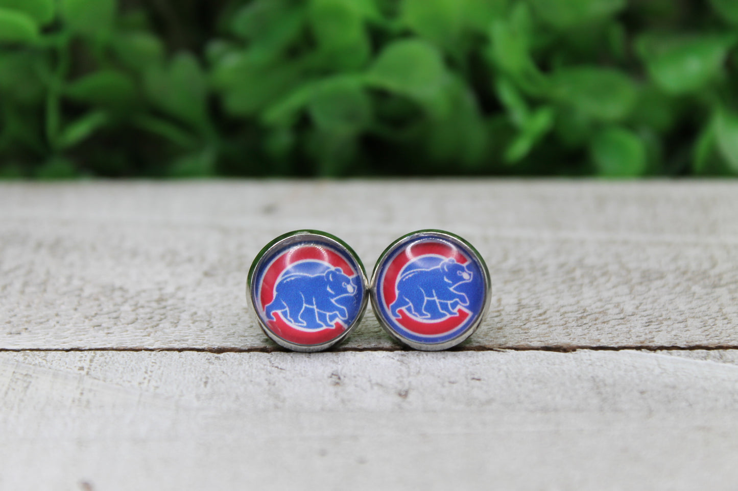 Chicago Cubs Baseball Stud Earrings