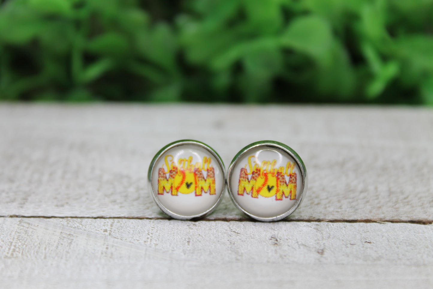 Softball MOM Stud Earrings