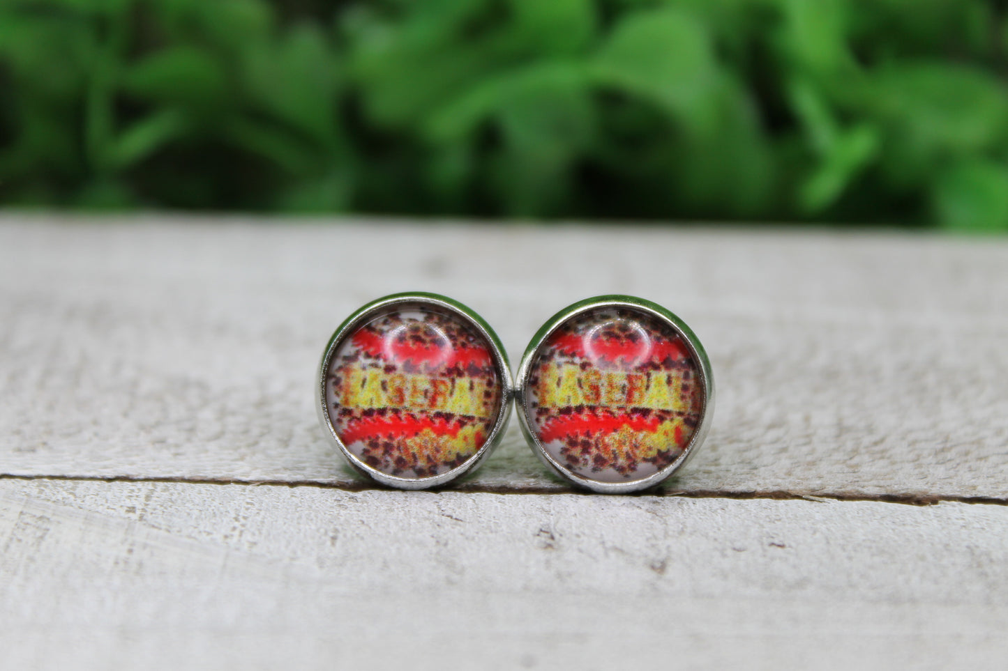 BASEBALL on Leopard Stud Earrings