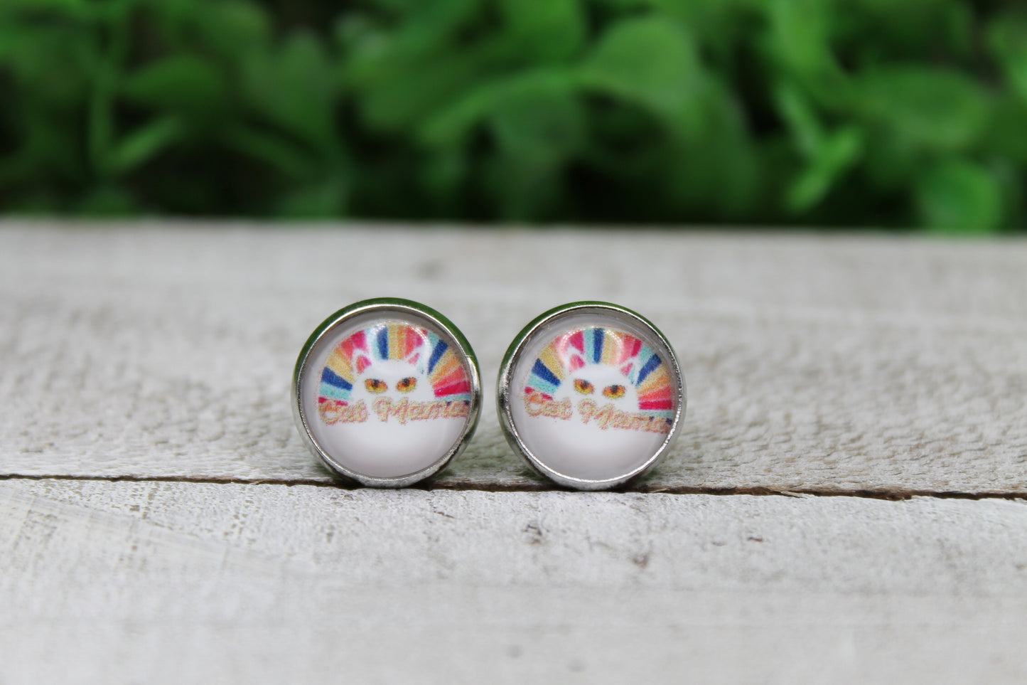 Retro Cat Mama Stud Earrings