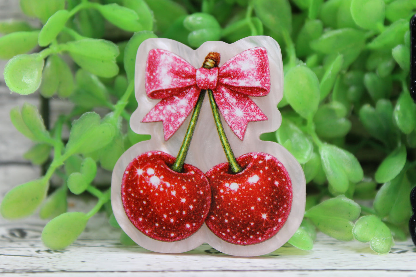 Cherries with Pink Bow Badge Reel
