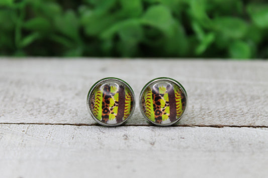 Softball Brushstrokes Stud Earrings