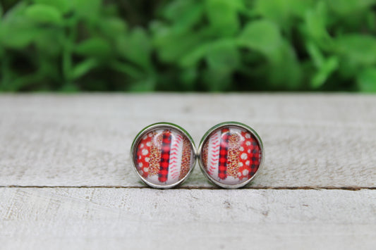 Baseball Brushstrokes Stud Earrings