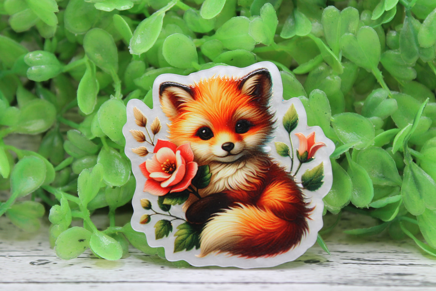 Beautiful Floral Fox Badge Reel