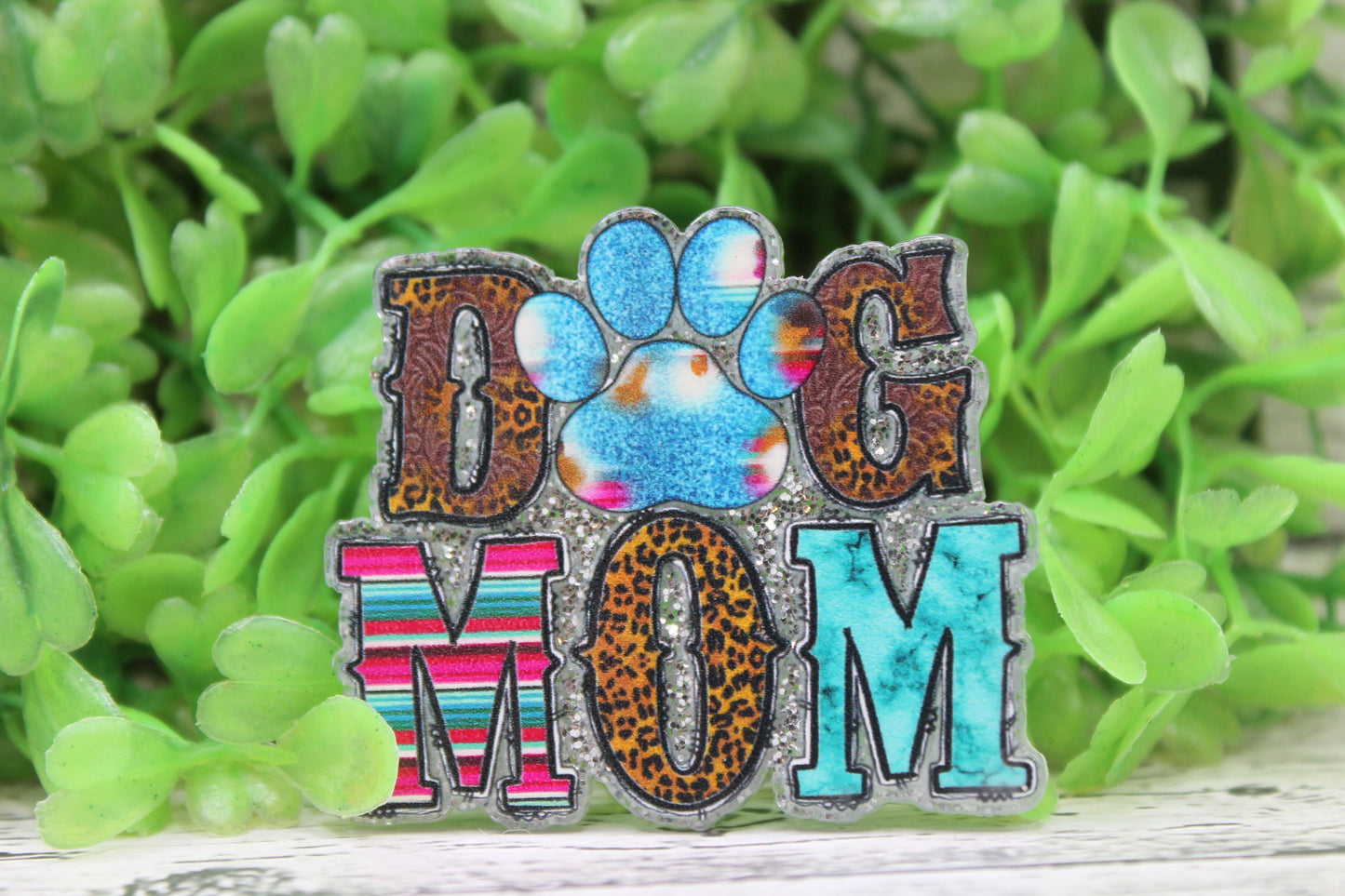 DOG MOM Serape Badge Reel