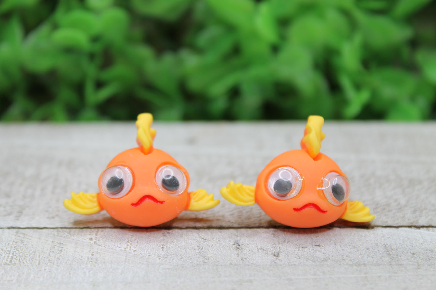 Gold Fish with Google Eyes || 20mm Stud Earrings || Hypoallergenic