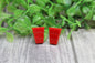 Red Cup Stud Earrings