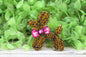 Leopard Balloon Dog with Pink Bow Badge Reel
