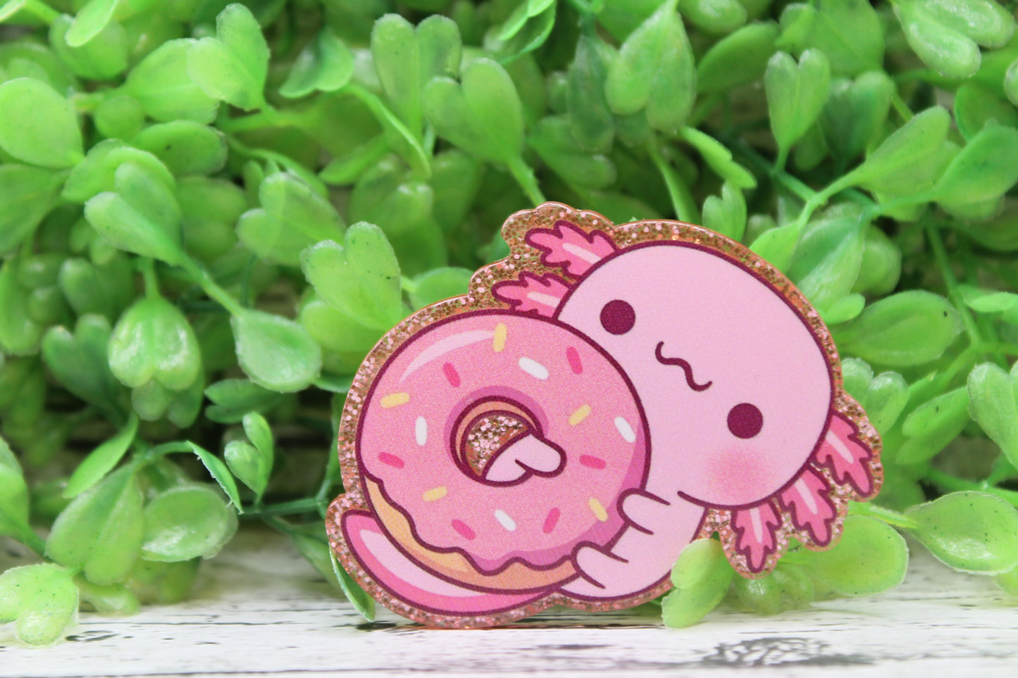 Pink Axolotl and Donut Badge Reel