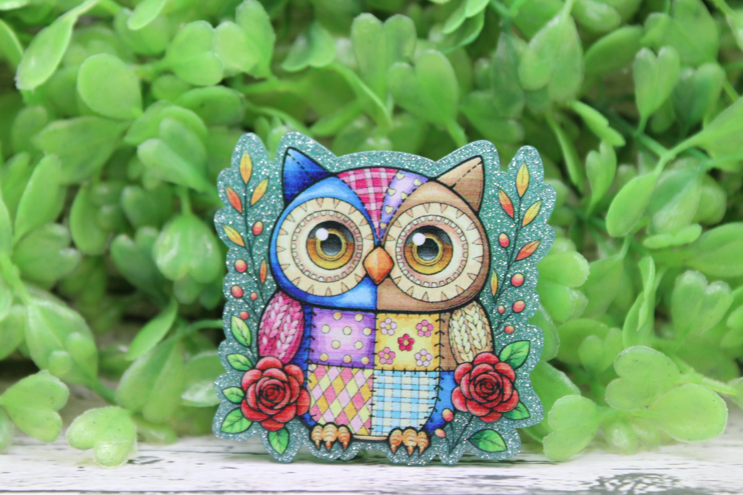 Patchwork Owl Badge Reel