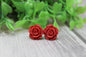 Red Rose Stud Earrings