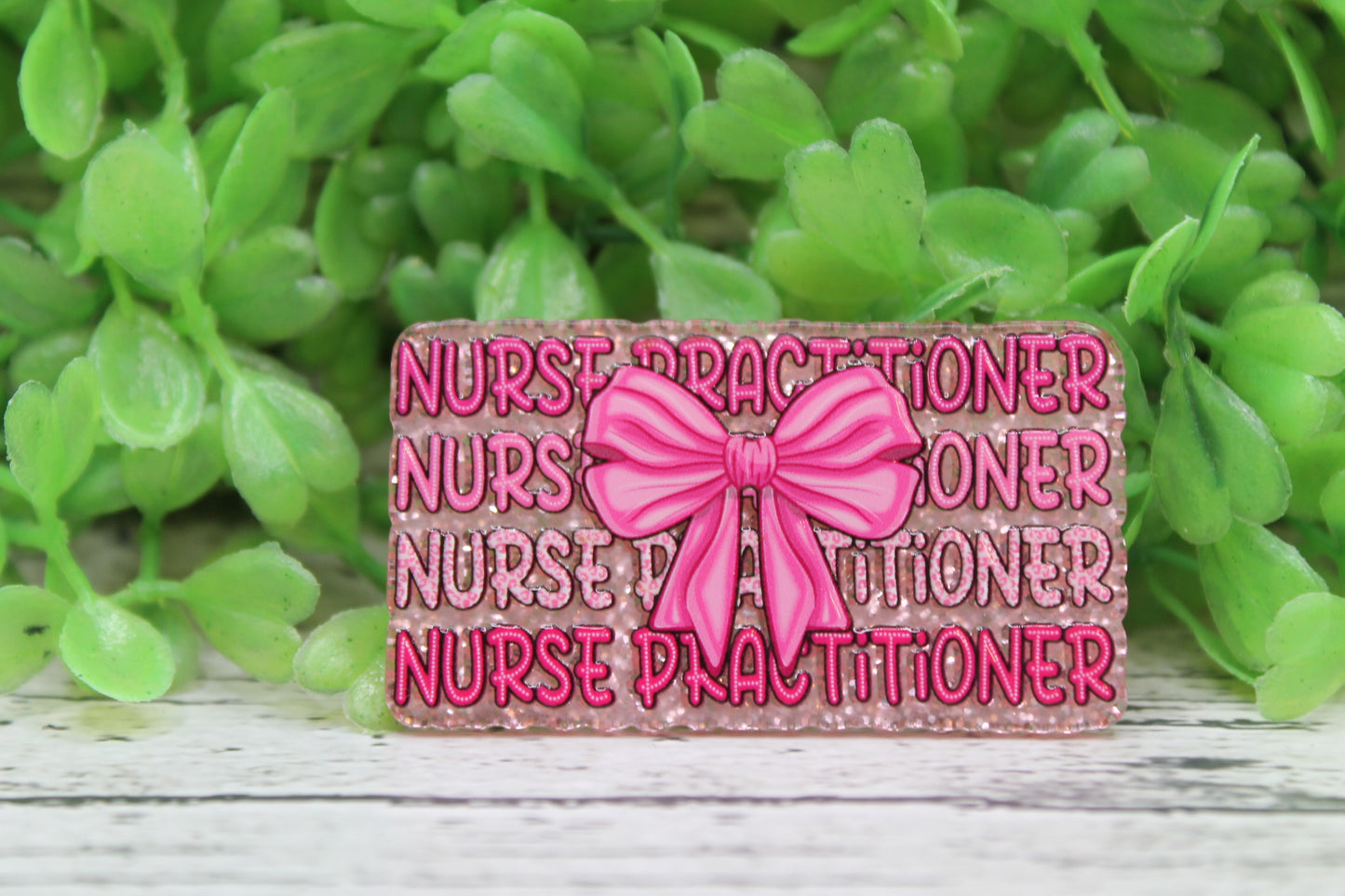 Nurse Practitioner Repeat Pink Bow Badge Reel