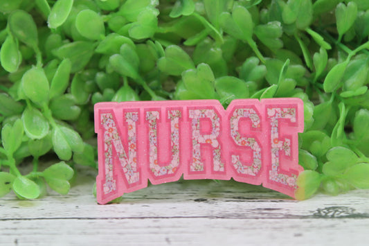 NURSE Pink Floral on Neon Pink Badge Reel