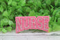 NURSE Pink Floral on Neon Pink Badge Reel