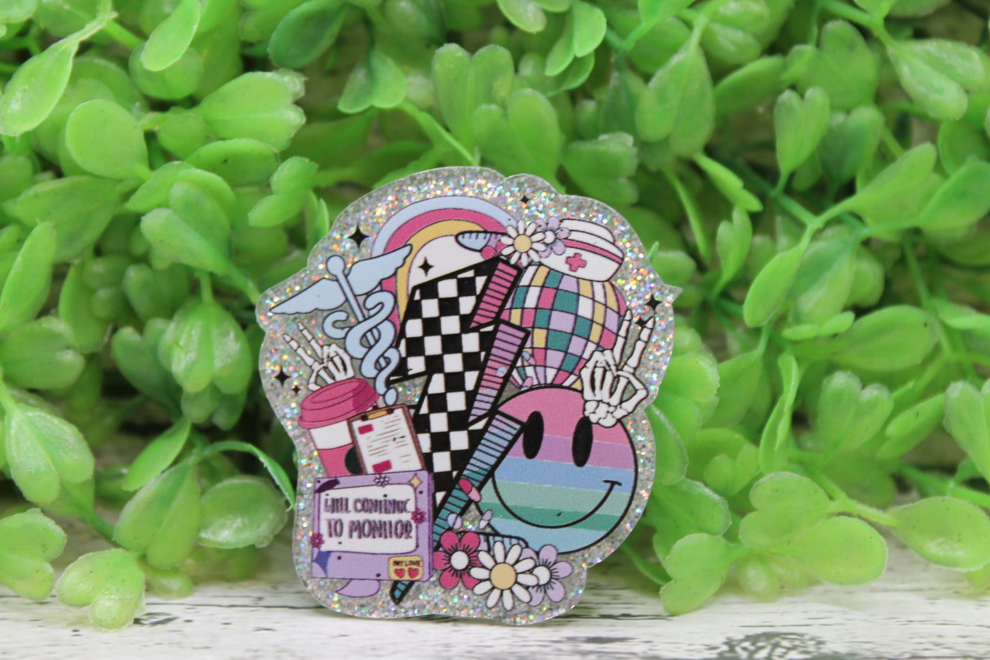 Nurse Collage Smiley Badge Reel