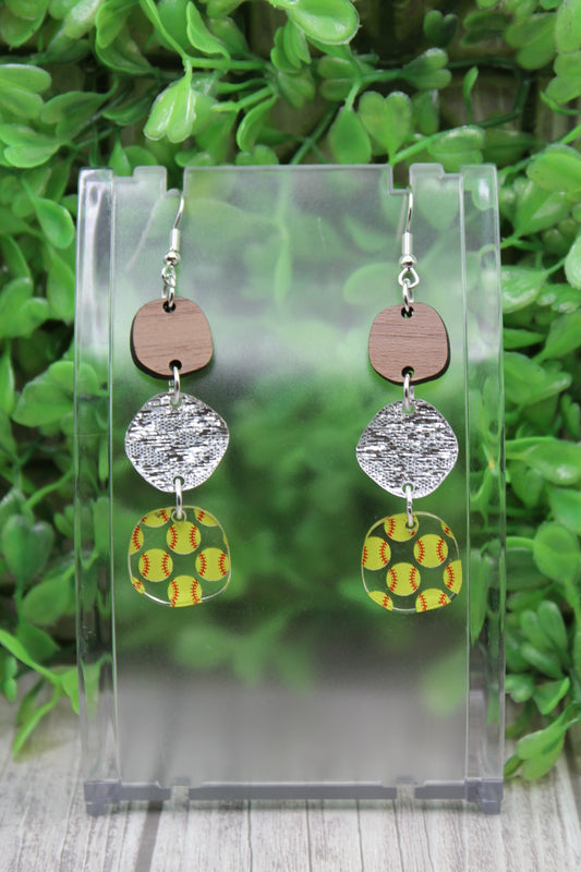 Softball Trio Dangle Earrings