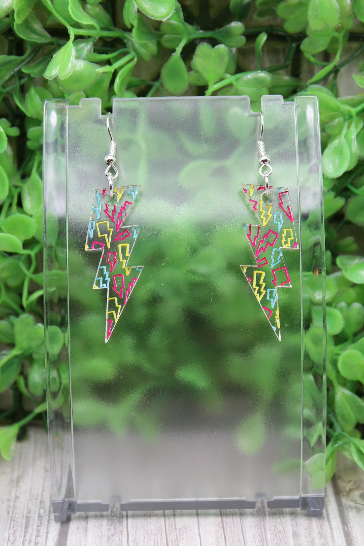 Neon Lightning Bolts Dangle Earrings