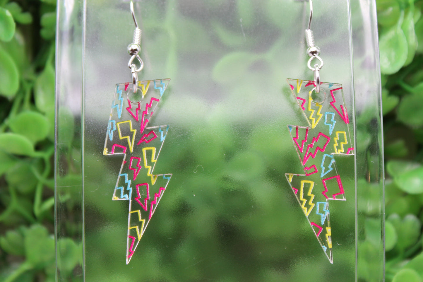 Neon Lightning Bolts Dangle Earrings