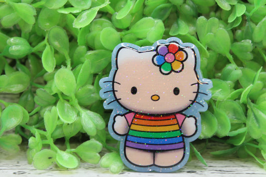 Colorful Shimmer Cat Badge Reel