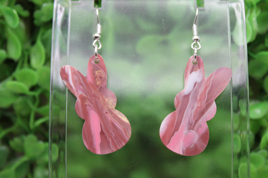 Pink Marble Easter Peeps • Dangle Earrings