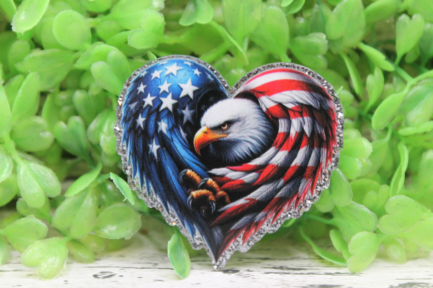 American Eagle Flag Heart Badge Reel