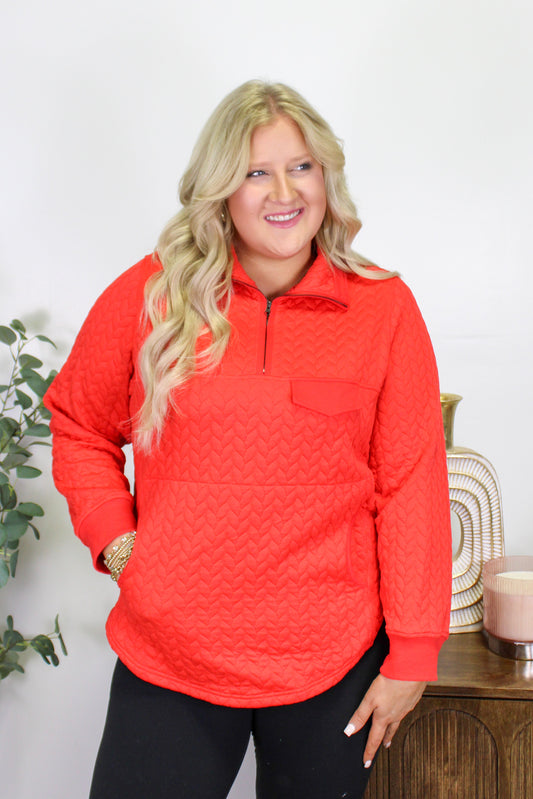 Red Plus Size Pullover October.