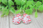 Baseball on Red Stripes French Lever Earrings