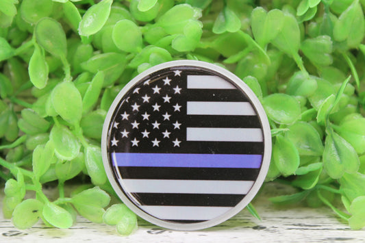 Blue Line Flag Circle Badge Reel