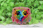 Paw Print on Tie Dye Heart with Heartbeat Badge Reel
