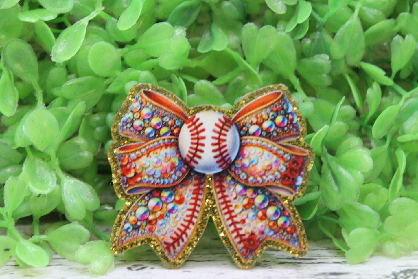 Fancy Baseball Bow Badge Reel