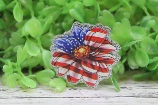 Patriotic Flag Flower Badge Reel