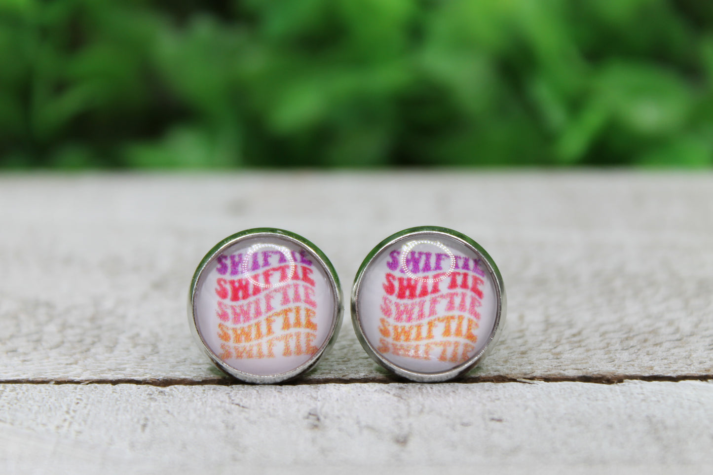 Summer Swiftie Repeat 12mm Glass Stud Earrings || Hypoallergenic