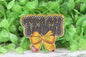 TEACHER Checkered Yellow Pencil Bow Badge Reel